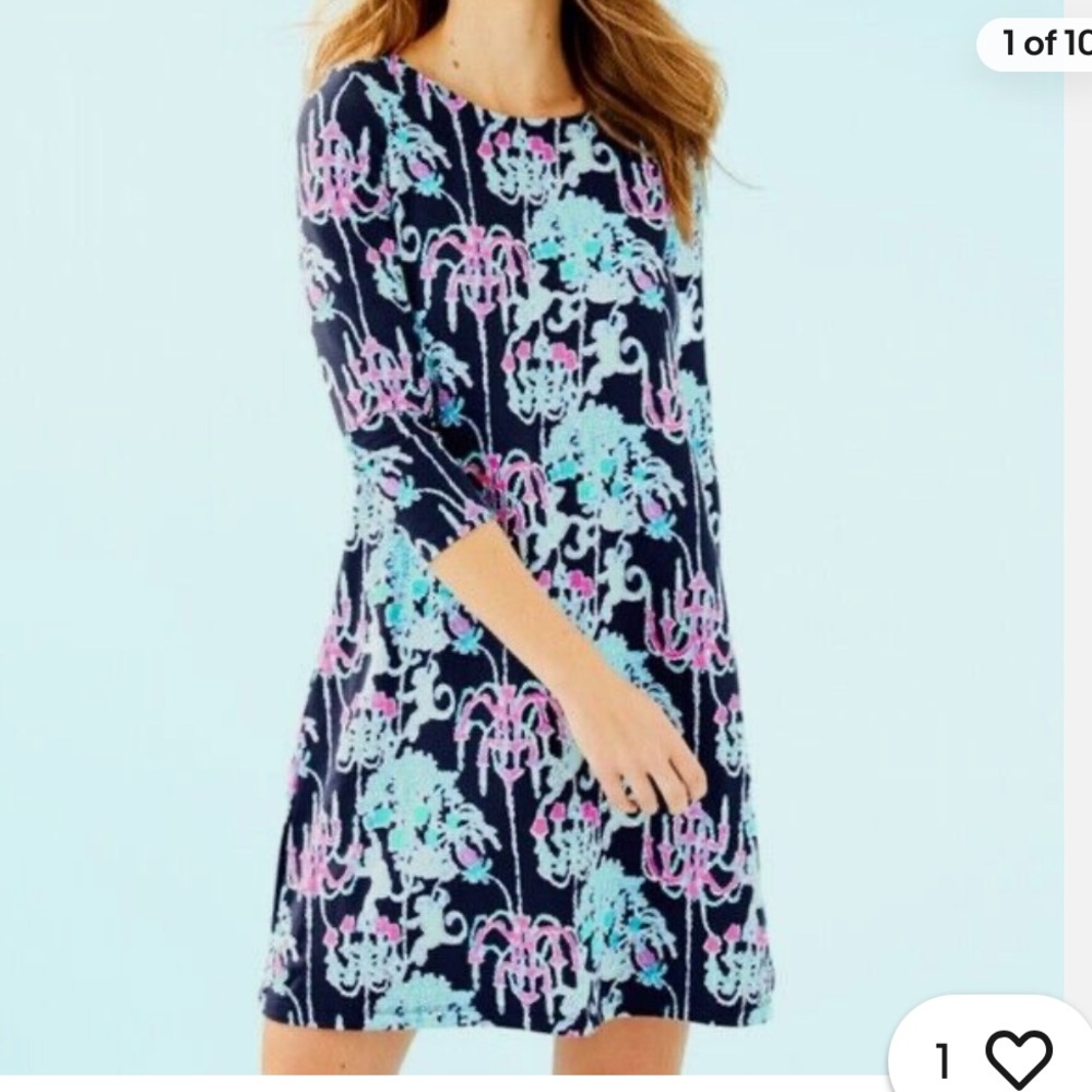 Lilly Pulitzer Ophelia Dress Bright Navy Pop Up Monkey Trouble Size Small